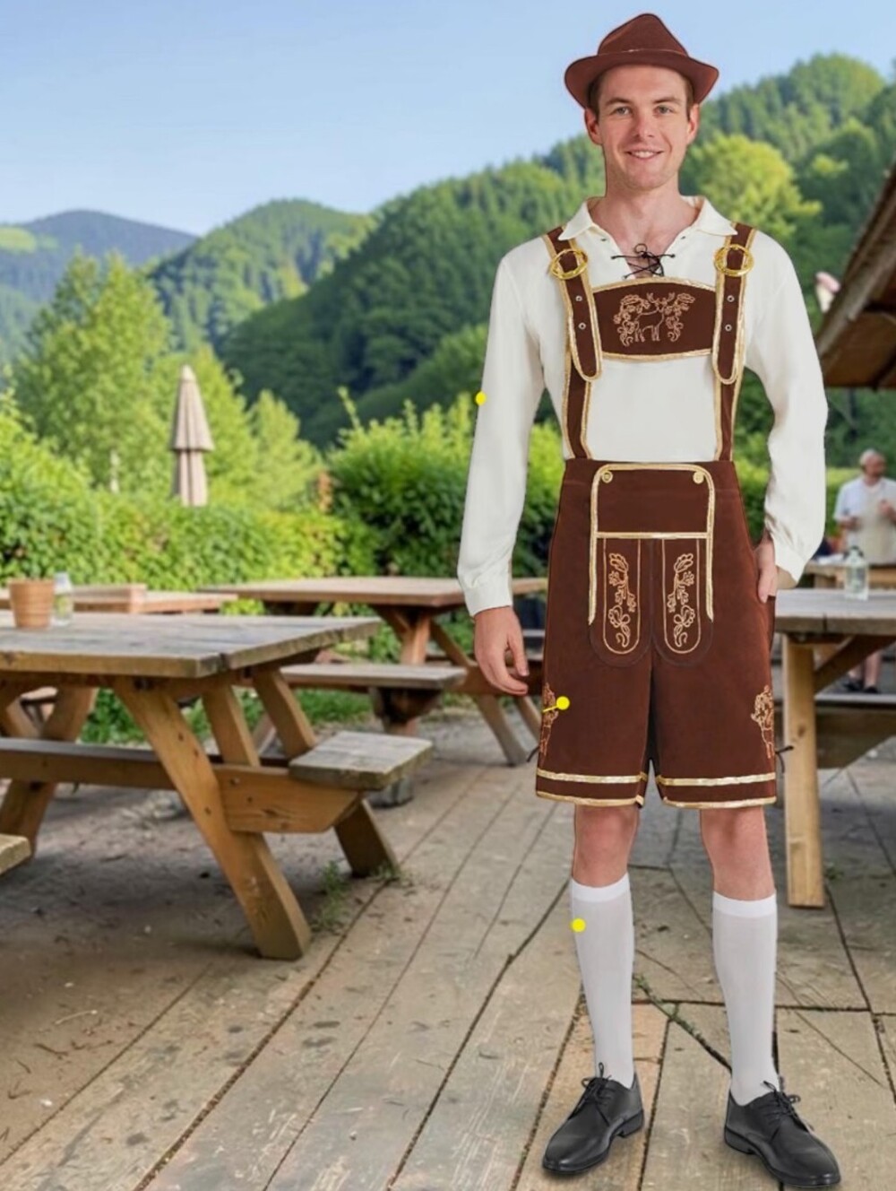 Men's Lederhosen German Bavarian Oktoberfest Outfit, L (New)